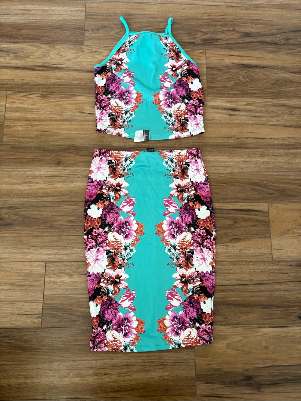 Rue21 Turquoise Floral Pencil Skirt Set